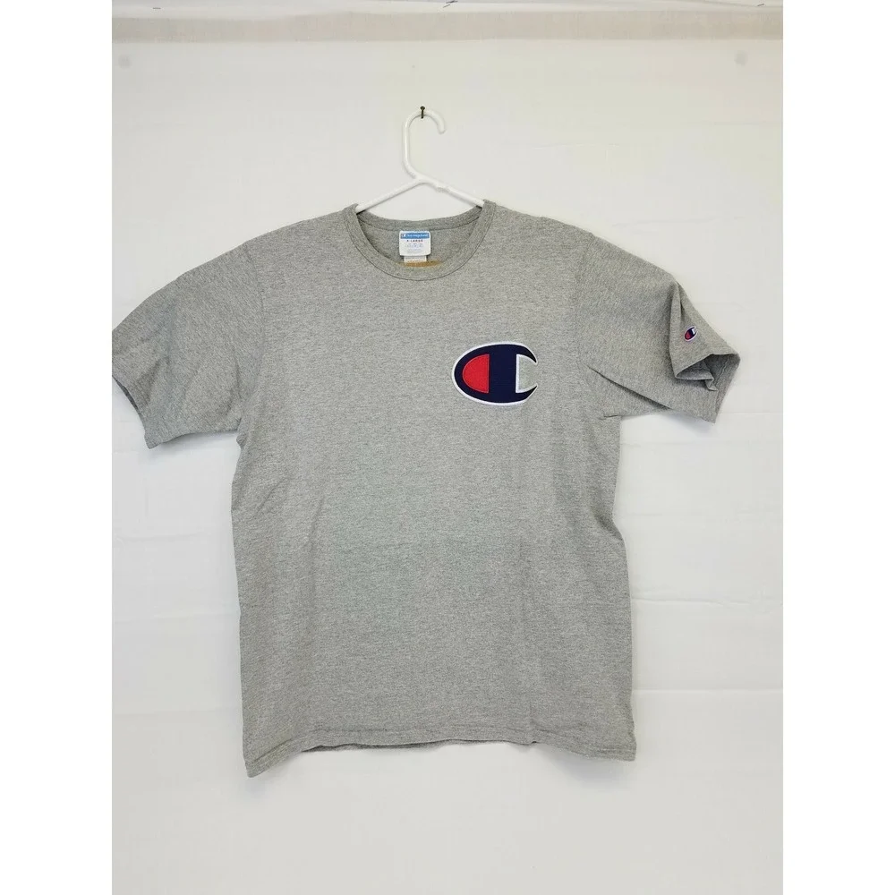 Vintage Champion Men's XL Gray Short Sleeve Logo T-Shirt - Picture 1 of 8